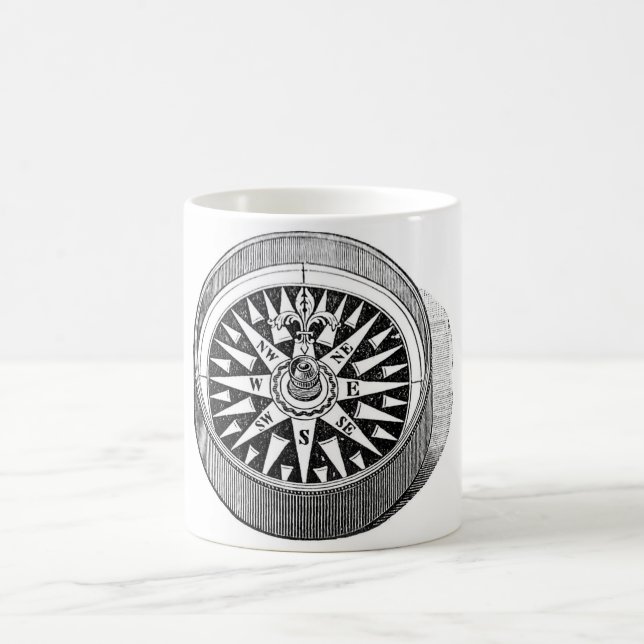 Klassische Marineradierung - Kompass Kaffeetasse (Mittel)