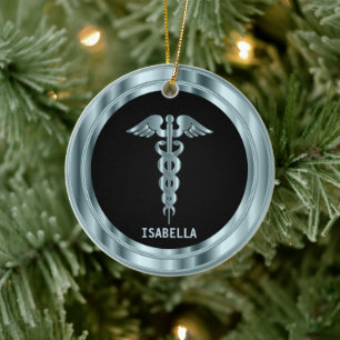 Klassische medizinische 👨 ‍ ⚕️ - Schwarz und Blau Keramik Ornament