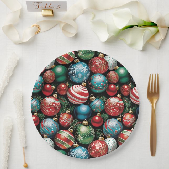 Klassische Mehrfarbige Weihnachtsschmuck Pappteller (Hochzeit)