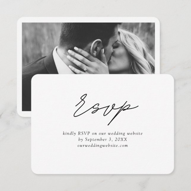 Klassische Minimal-Hochzeitskarte RSVP Begleitkarte (Vorne/Hinten)