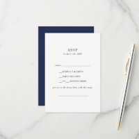 Klassische Minimal Navy Blue Song Request RSVP Car