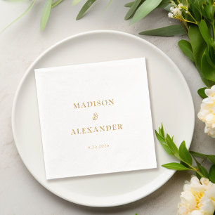 Klassische Minimal Wedding Gold Foil geprägte Napk Servietten Mit Folie