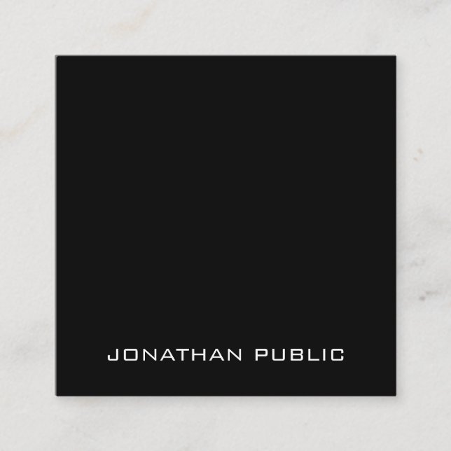 Klassische Minimalistisch Elegante Schwarz Einfach Quadratische Visitenkarte (Vorderseite)