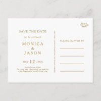 Klassische Minimalistisch Gold Save the Date Postk