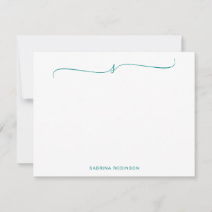 Klassische Minimalistische Aquamarine Kalligrafie- Mitteilungskarte
