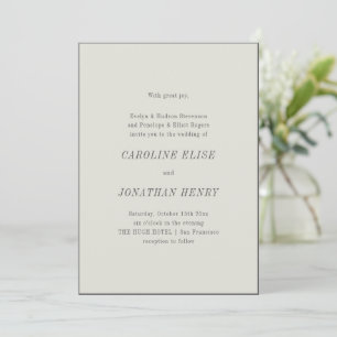 Klassische minimalistische beige Elternname Hochze Einladung