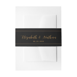 Klassische Minimalistische Black & Gold Hochzeit Einladungsbanderole