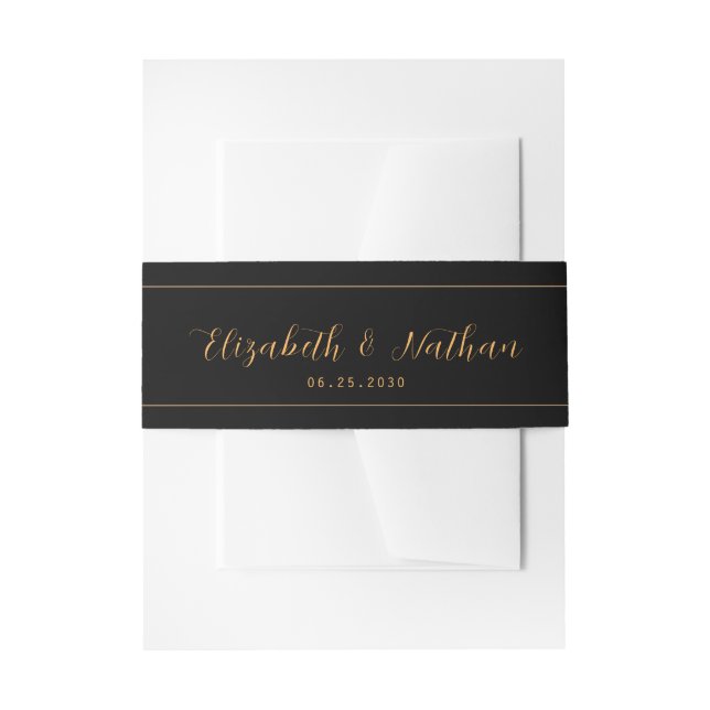 Klassische Minimalistische Black & Gold Hochzeit Einladungsbanderole (Vorderseite Beispiel)