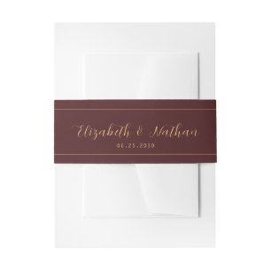 Klassische Minimalistische Dunkle Burgundy & Gold- Einladungsbanderole