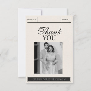 Klassische Minimalistische Elegante Foto Hochzeit Dankeskarte