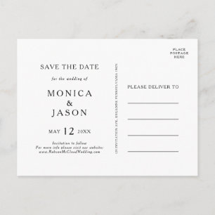 Klassische Minimalistische Foto Save-The-Date-Post Einladungspostkarte