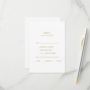 Klassische Minimalistische Gold-Menü-RSVP-Karte RSVP Karte