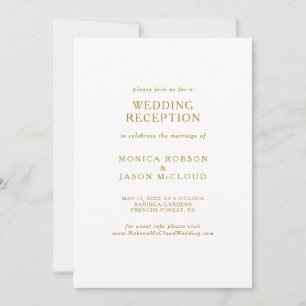 Klassische minimalistische goldene Hochzeitsempfan Einladung