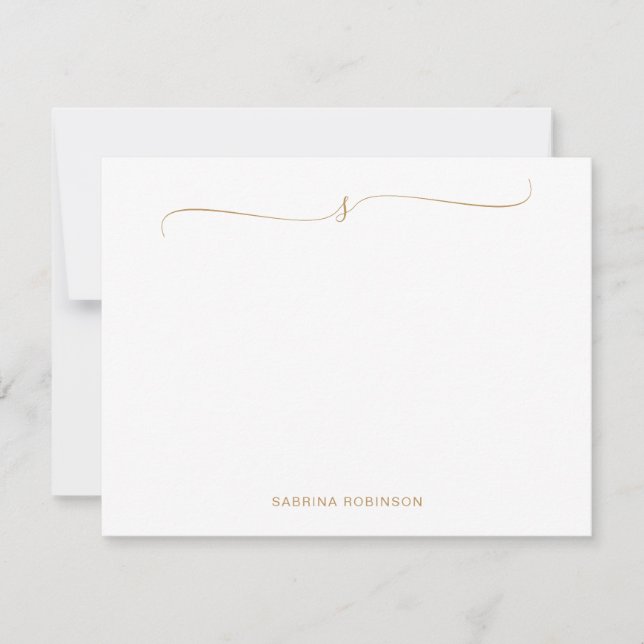 Klassische Minimalistische Goldkalligrafie Mitteilungskarte (Vorderseite)