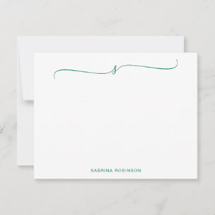 Klassische Minimalistische grüne Kalligrafie Mitteilungskarte