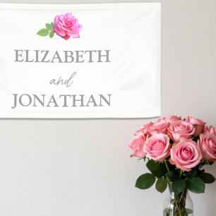 Klassische Minimalistische Hochzeit mit rosa Rose Banner