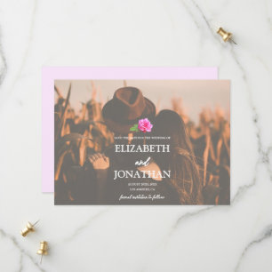 Klassische Minimalistische Hochzeit mit rosa Rose Save The Date