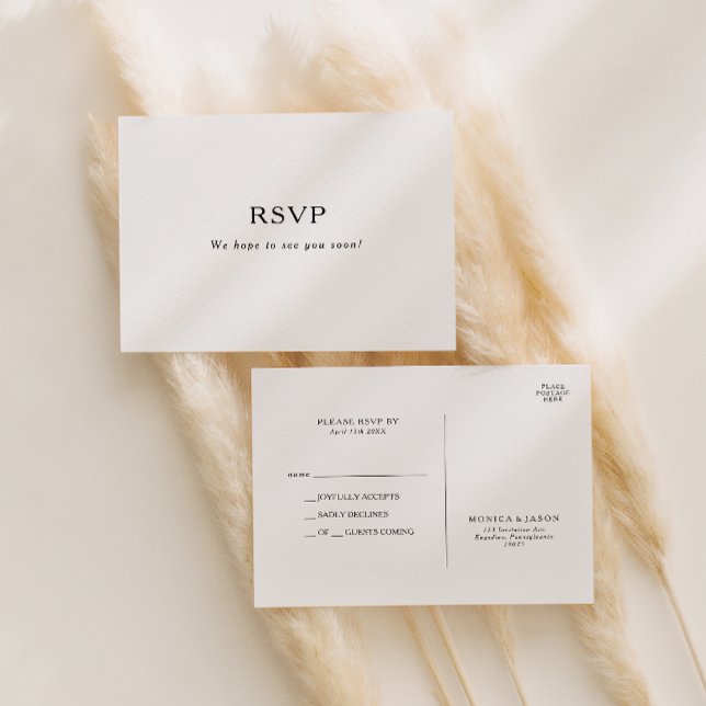 Klassische Minimalistische Hochzeit RSVP Postkarte (Von Creator hochgeladen)
