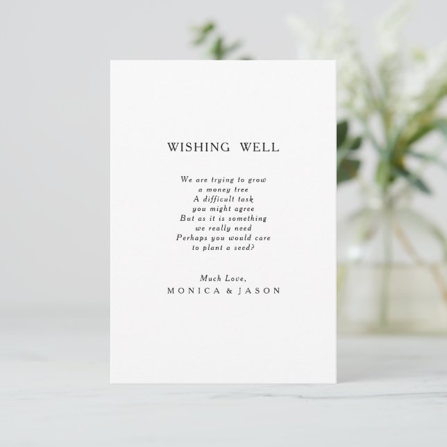 Klassische Minimalistische Hochzeitswunschgutkarte Begleitkarte (Stehend Vorderseite)