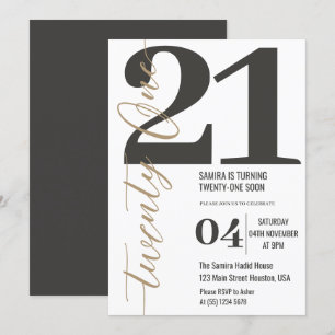 Klassische Minimalistische Kalligraphie 21. Geburt Einladung