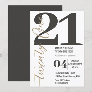 Klassische Minimalistische Kalligraphie 21. Geburt Einladung