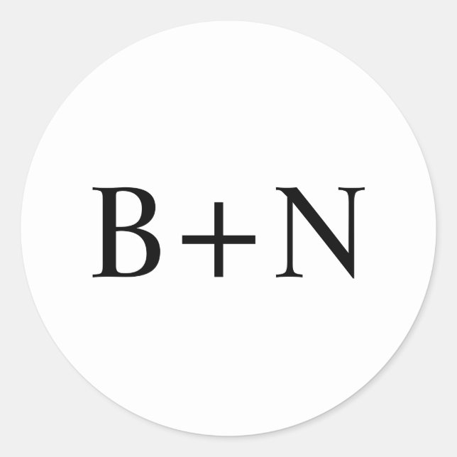 Klassische Minimalistische Monogramm-Hochzeit Runder Aufkleber (Vorderseite)