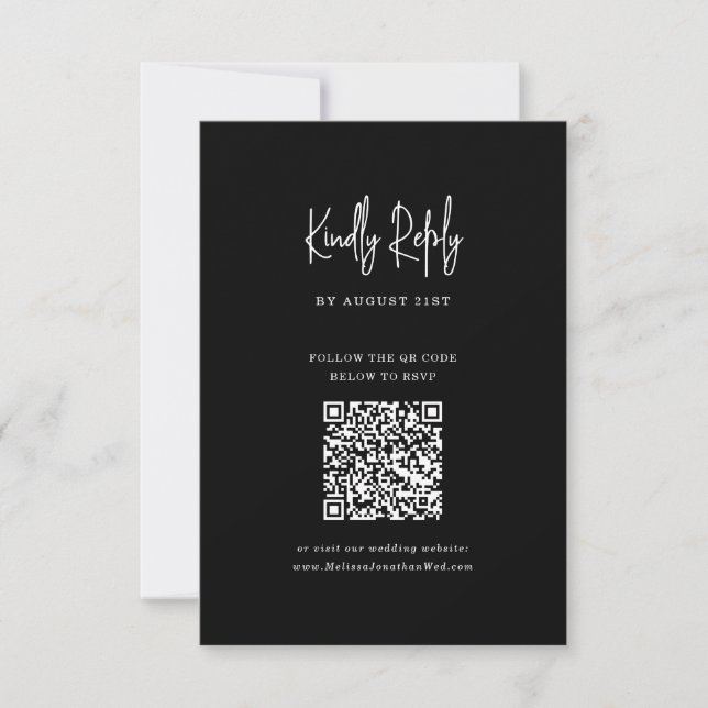 Klassische Minimalistische QR-Code-Skripte Hochzei RSVP Karte (Vorderseite)