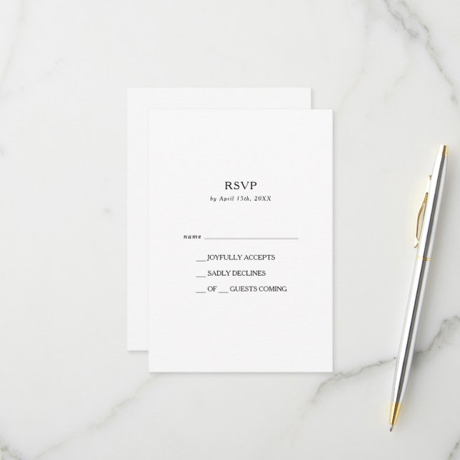 Klassische Minimalistische RSVP-Karte RSVP Karte (Vorderseite/Rückseite Beispiel)