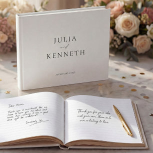 Klassische Minimalistische Schwarz-Weiß-Hochzeit Gästebuch