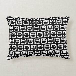 Klassische Minimalistische Schwarz-Weiß-Owls Dekokissen