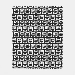 Klassische Minimalistische Schwarz-Weiß-Owls Fleecedecke
