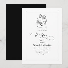 Klassische minimalistische schwarze und weiße Hoch Einladung