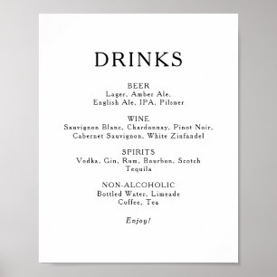 Klassische Minimalistische Speisekarte Poster