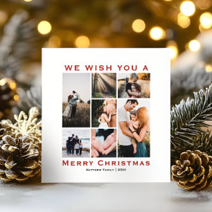 Klassische Minimalistische Weihnachtsfamilienfoto- Feiertagskarte