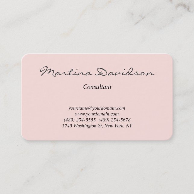 Klassische Misty Rose Creative Handwriting einziga Visitenkarte (Vorderseite)