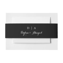 Klassische Mit Monogramm Bllack-Hochzeitband Einladungsbanderole