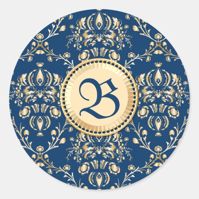 Klassische mittelalterliche Monogram Gold Midnight Runder Aufkleber (Vorderseite)