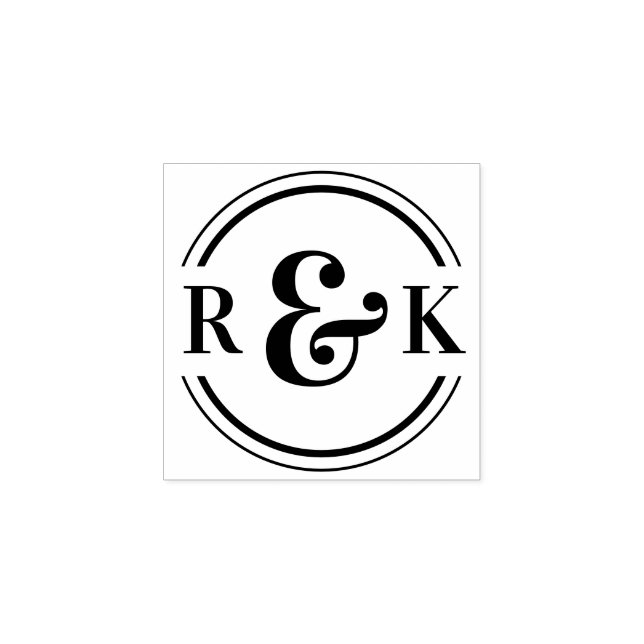 Klassische moderne Ampere und zwei Monogramm-Initi Gummistempel (Prägung)