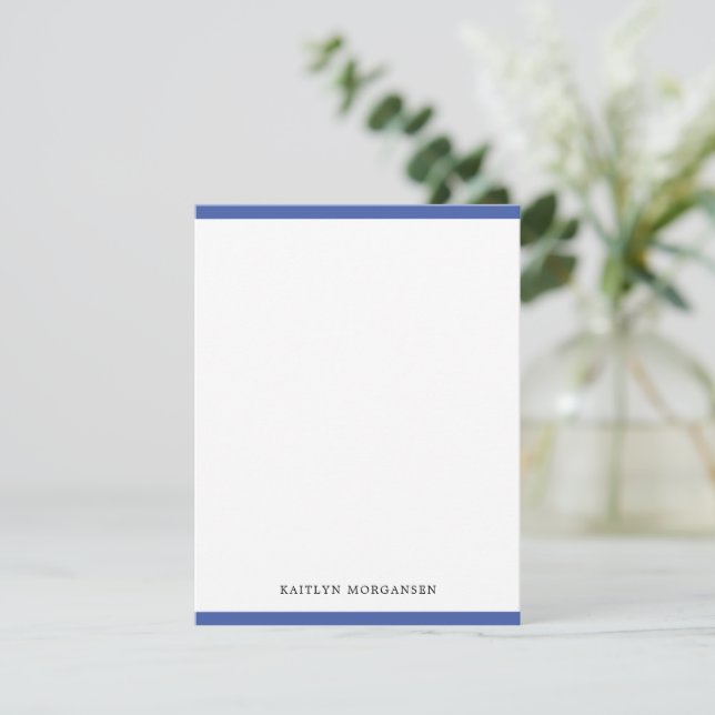 Klassische moderne, blaue Grenze Personalisiert Mitteilungskarte (Stehend Vorderseite)