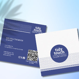 Klassische moderne Blue Polka Dots Cleaning Servic Quadratische Visitenkarte