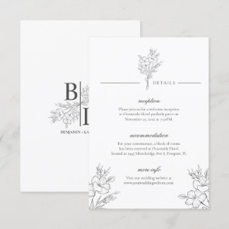Klassische Moderne Elegante Blumen Weißes Hochzeit Begleitkarte