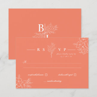 Klassische moderne Elegante Korallenhochzeit RSVP Karte