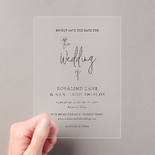 Klassische moderne Hochzeit - Terminankündigung Acryleinladungen