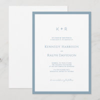 Klassische moderne Monogramm Slate Blue Border
