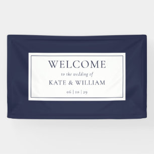 Klassische moderne Navy-Blau-Hochzeitsbegrüßung Banner