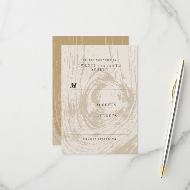 Klassische moderne Rustikale Hochzeit im Herbst RSVP Karte (Vorderseite/Rückseite Beispiel)