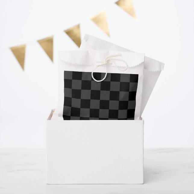 Klassische, moderne Schwarz-Smoky-Schwarz-Schachbr Geschenktütchen (Party)