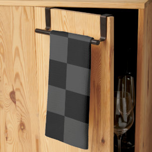 Klassische, moderne Schwarz-Smoky-Schwarz-Schachbr Geschirrtuch