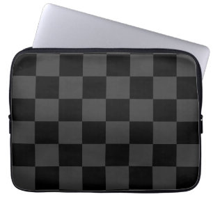 Klassische, moderne Schwarz-Smoky-Schwarz-Schachbr Laptopschutzhülle