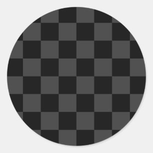 Klassische, moderne Schwarz-Smoky-Schwarz-Schachbr Runder Aufkleber